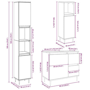 vidaXL 3 Piece Bathroom Furniture Set Concrete Grey Engineered Wood