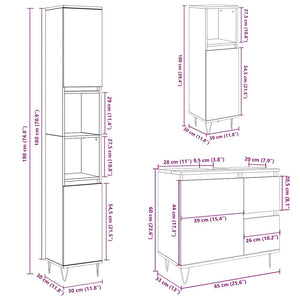 vidaXL 3 Piece Bathroom Furniture Set Concrete Grey Engineered Wood