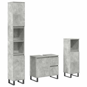 vidaXL 3 Piece Bathroom Furniture Set Concrete Grey Engineered Wood