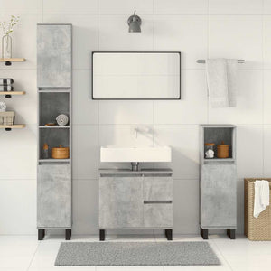 vidaXL 3 Piece Bathroom Furniture Set Concrete Grey Engineered Wood