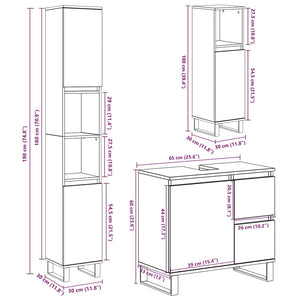 vidaXL 3 Piece Bathroom Furniture Set Concrete Grey Engineered Wood