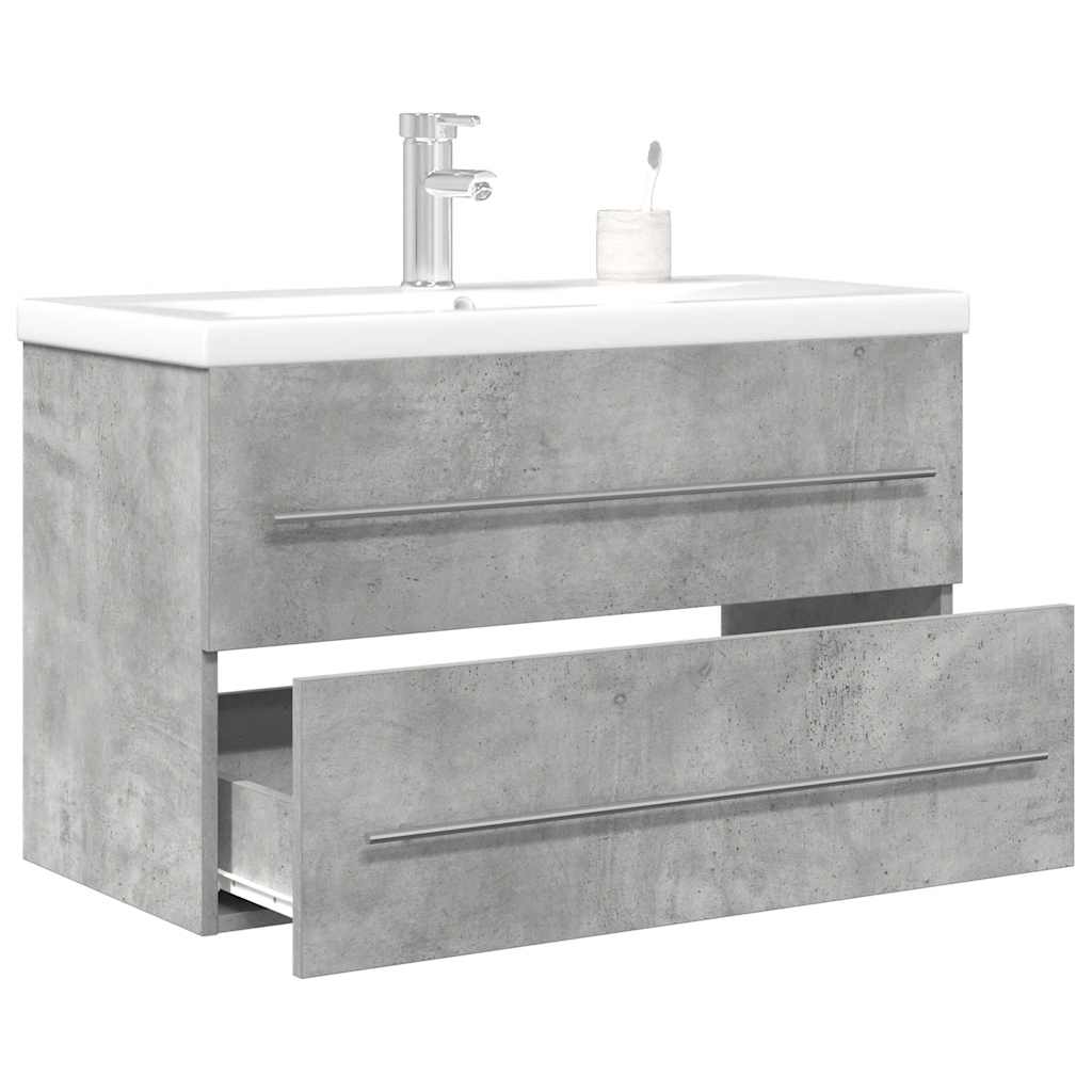 vidaXL 2 Piece Bathroom Furniture Set Concrete Grey Engineered Wood