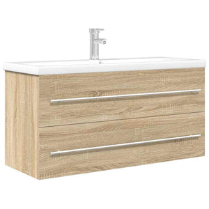 vidaXL 2 Piece Bathroom Furniture Set Sonoma Oak Engineered Wood