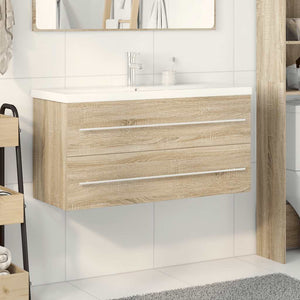 vidaXL 2 Piece Bathroom Furniture Set Sonoma Oak Engineered Wood