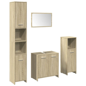 vidaXL 4 Piece Bathroom Furniture Set Sonoma Oak Engineered Wood