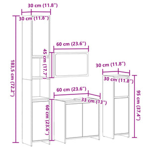 vidaXL 4 Piece Bathroom Furniture Set Sonoma Oak Engineered Wood