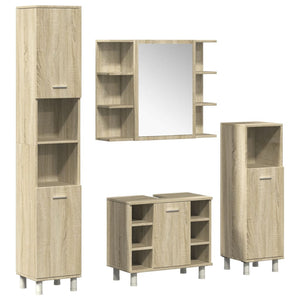 vidaXL 4 Piece Bathroom Furniture set Sonoma Oak Engineered Wood