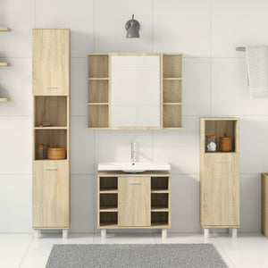 vidaXL 4 Piece Bathroom Furniture set Sonoma Oak Engineered Wood