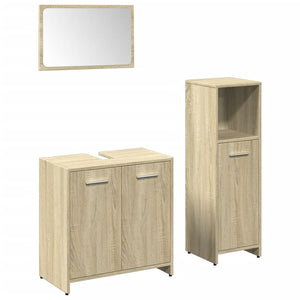 vidaXL 3 Piece Bathroom Furniture Set Sonoma Oak Engineered Wood