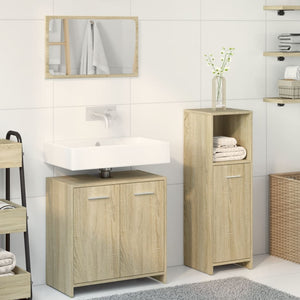 vidaXL 3 Piece Bathroom Furniture Set Sonoma Oak Engineered Wood