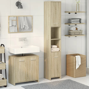 vidaXL 3 Piece Bathroom Furniture Set Sonoma Oak Engineered Wood