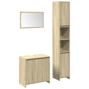 vidaXL 3 Piece Bathroom Furniture Set Sonoma Oak Engineered Wood