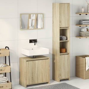 vidaXL 3 Piece Bathroom Furniture Set Sonoma Oak Engineered Wood