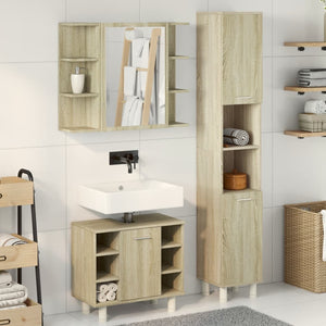 vidaXL 3 Piece Bathroom Furniture set Sonoma Oak Engineered Wood