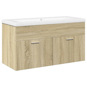 vidaXL Bathroom Sink Cabinet with Built-in Basin Sonoma Oak