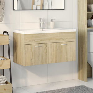 vidaXL Bathroom Sink Cabinet with Built-in Basin Sonoma Oak