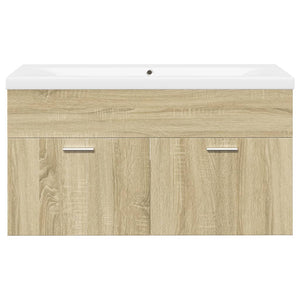 vidaXL Bathroom Sink Cabinet with Built-in Basin Sonoma Oak