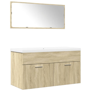 vidaXL 3 Piece Bathroom Furniture Set Sonoma Oak Engineered Wood