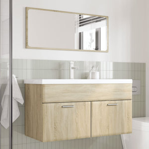 vidaXL 3 Piece Bathroom Furniture Set Sonoma Oak Engineered Wood