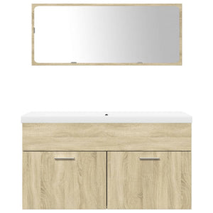 vidaXL 3 Piece Bathroom Furniture Set Sonoma Oak Engineered Wood