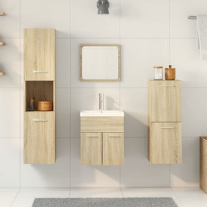 vidaXL 3 Piece Bathroom Furniture Set Sonoma Oak Engineered Wood