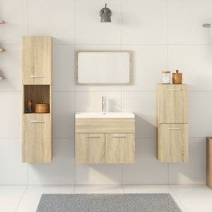 vidaXL 3 Piece Bathroom Furniture Set Sonoma Oak Engineered Wood