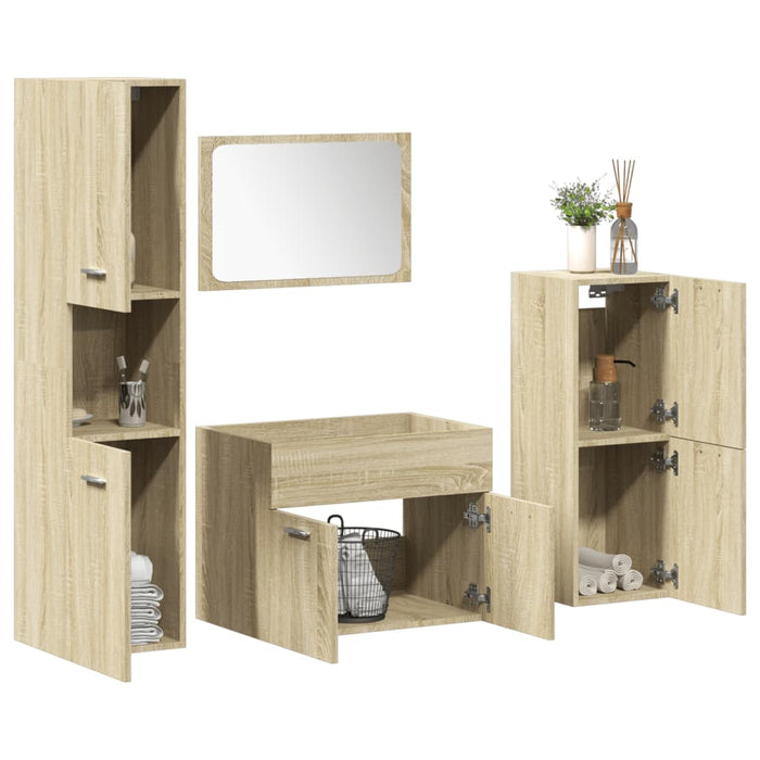 vidaXL 3 Piece Bathroom Furniture Set Sonoma Oak Engineered Wood