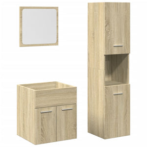 vidaXL 3 Piece Bathroom Furniture Set Sonoma Oak Engineered Wood