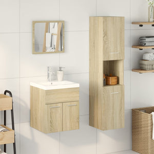 vidaXL 3 Piece Bathroom Furniture Set Sonoma Oak Engineered Wood