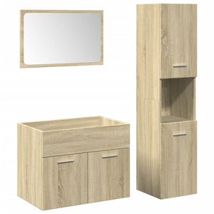 vidaXL 3 Piece Bathroom Furniture Set Sonoma Oak Engineered Wood