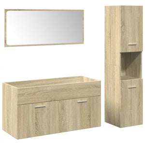 vidaXL 3 Piece Bathroom Furniture Set Sonoma Oak Engineered Wood