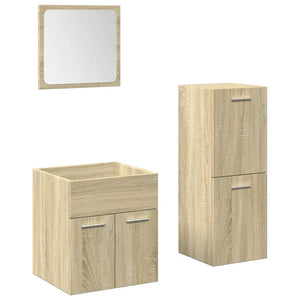 vidaXL 3 Piece Bathroom Furniture Set Sonoma Oak Engineered Wood