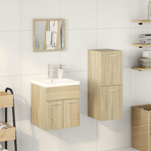 vidaXL 3 Piece Bathroom Furniture Set Sonoma Oak Engineered Wood