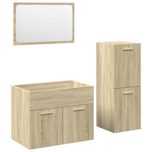 vidaXL 3 Piece Bathroom Furniture Set Sonoma Oak Engineered Wood