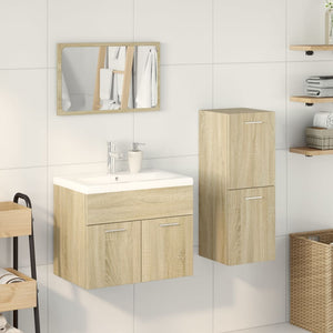 vidaXL 3 Piece Bathroom Furniture Set Sonoma Oak Engineered Wood