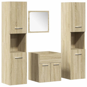 vidaXL 4 Piece Bathroom Furniture Set Sonoma Oak Engineered Wood