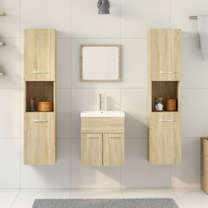 vidaXL 4 Piece Bathroom Furniture Set Sonoma Oak Engineered Wood