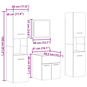 vidaXL 4 Piece Bathroom Furniture Set Sonoma Oak Engineered Wood