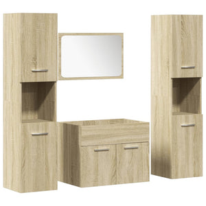 vidaXL 4 Piece Bathroom Furniture Set Sonoma Oak Engineered Wood