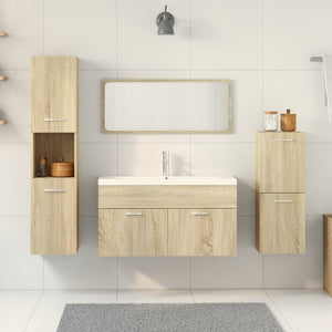 vidaXL 5 Piece Bathroom Furniture Set Sonoma Oak Engineered Wood