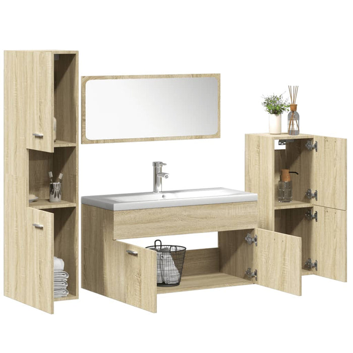 vidaXL 5 Piece Bathroom Furniture Set Sonoma Oak Engineered Wood