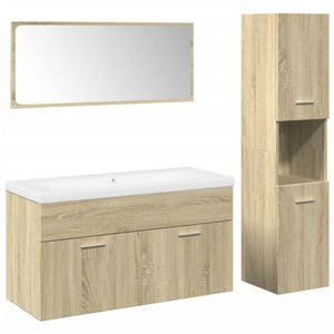 vidaXL 4 Piece Bathroom Furniture Set Sonoma Oak Engineered Wood