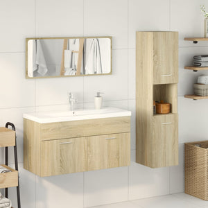 vidaXL 4 Piece Bathroom Furniture Set Sonoma Oak Engineered Wood