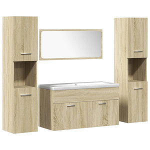 vidaXL 5 Piece Bathroom Furniture Set Sonoma Oak Engineered Wood