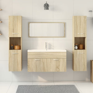 vidaXL 5 Piece Bathroom Furniture Set Sonoma Oak Engineered Wood