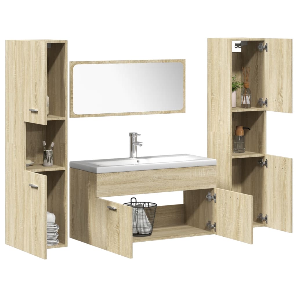 vidaXL 5 Piece Bathroom Furniture Set Sonoma Oak Engineered Wood