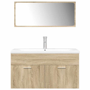 vidaXL 3 Piece Bathroom Furniture Set Sonoma Oak Engineered Wood