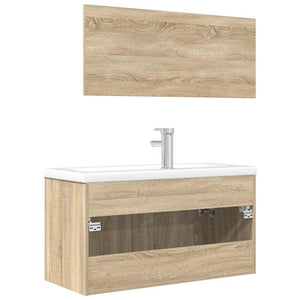 vidaXL 3 Piece Bathroom Furniture Set Sonoma Oak Engineered Wood