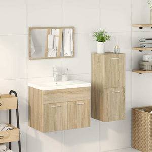 vidaXL 4 Piece Bathroom Furniture Set Sonoma Oak Engineered Wood