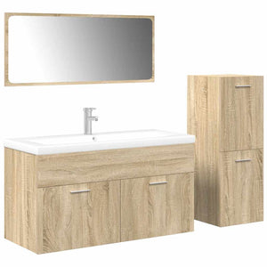 vidaXL 4 Piece Bathroom Furniture Set Sonoma Oak Engineered Wood